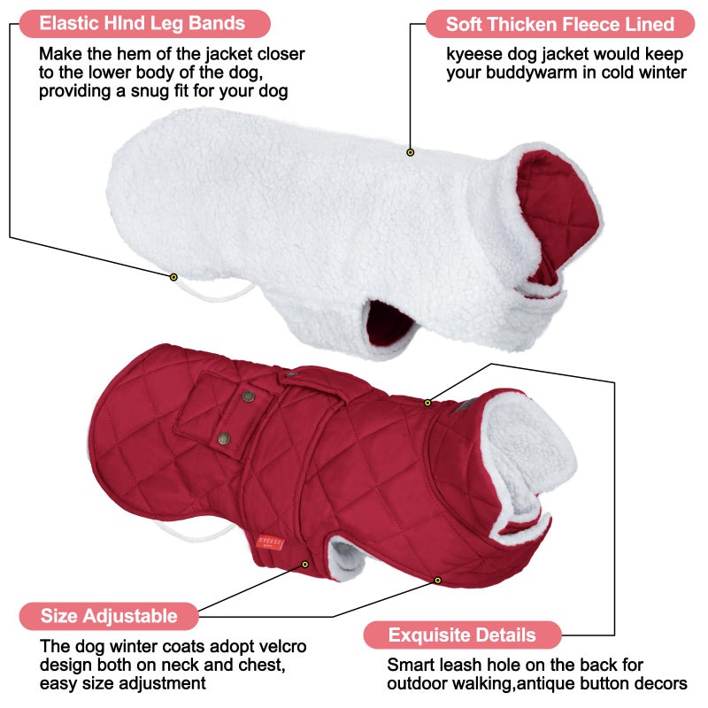 KYEESE Dog Coat Thick Pets Clothes with Pocket Waterproof Dogs Jacket with Fleece Lined Windproof Dog Coats for Small Dogs Soft Pet Sweater for Cold Weather Warm Pet Winter Puffer Coat with Leash Hole - Image 5